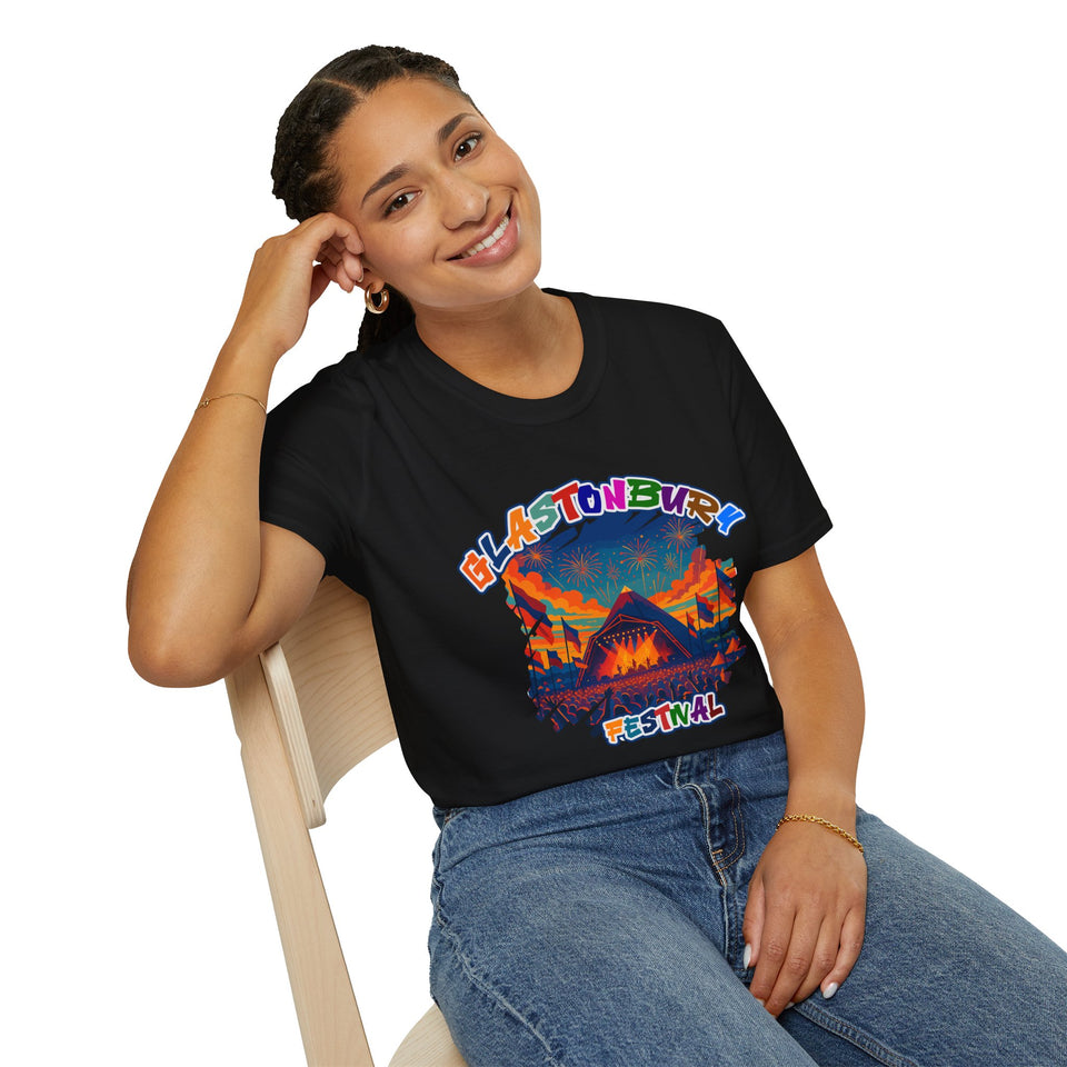 Glastonbury Festival Unisex Softstyle T-Shirt - Vibrant Festival Graphics