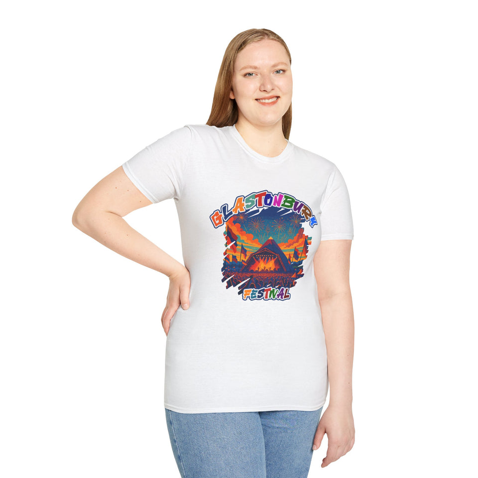 Glastonbury Festival Unisex Softstyle T-Shirt - Vibrant Festival Graphics